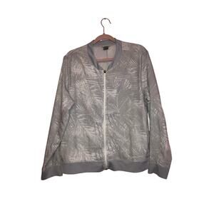 Old Navy Grey & White Palm Tree Leaf Zip Up Windbreaker Size XL